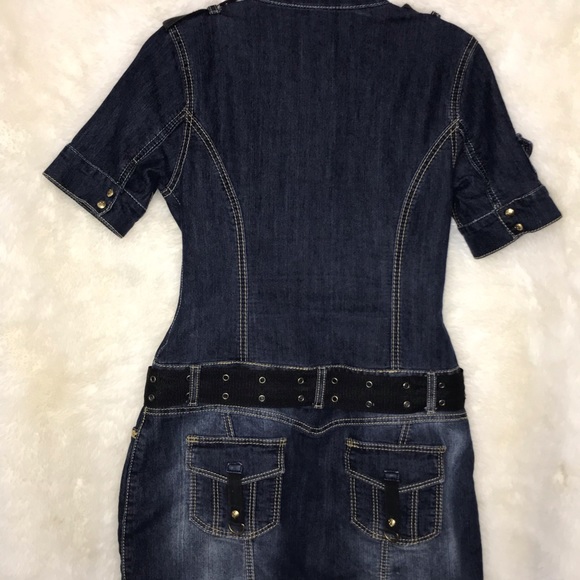 Rocawear Denim Collared Dress With Gold 